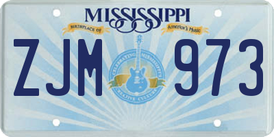 MS license plate ZJM973