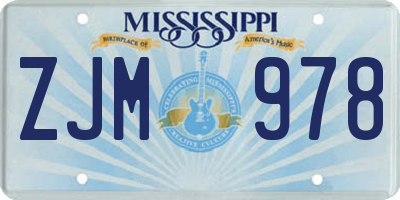 MS license plate ZJM978