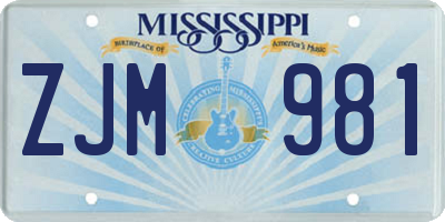 MS license plate ZJM981