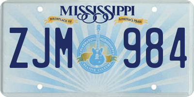 MS license plate ZJM984