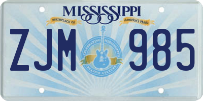 MS license plate ZJM985