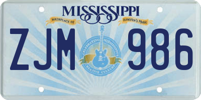 MS license plate ZJM986