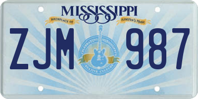 MS license plate ZJM987