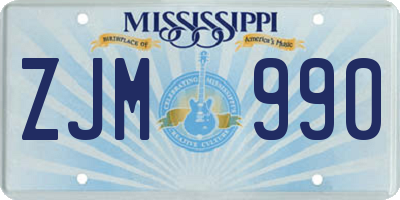 MS license plate ZJM990