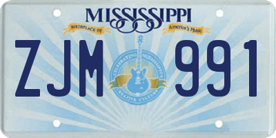 MS license plate ZJM991