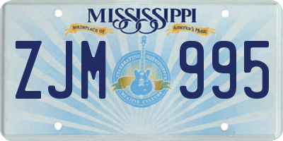 MS license plate ZJM995