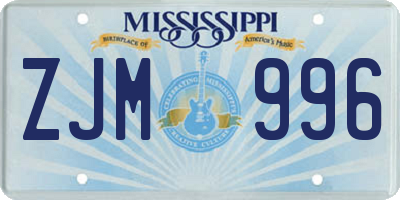 MS license plate ZJM996