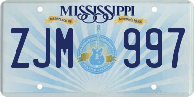 MS license plate ZJM997