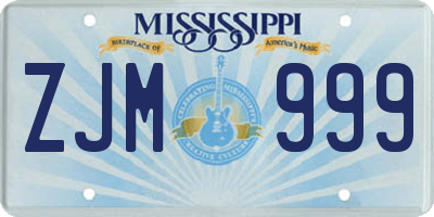 MS license plate ZJM999