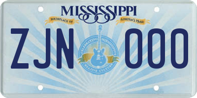MS license plate ZJN000