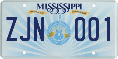 MS license plate ZJN001