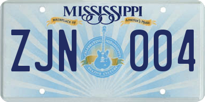 MS license plate ZJN004