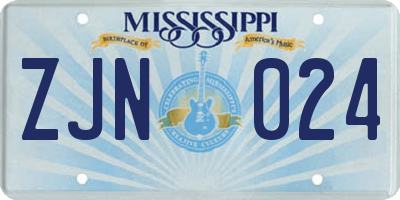 MS license plate ZJN024