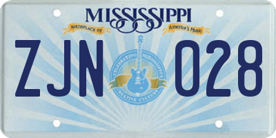 MS license plate ZJN028
