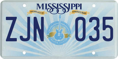 MS license plate ZJN035
