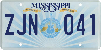 MS license plate ZJN041