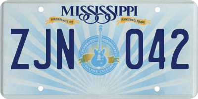 MS license plate ZJN042