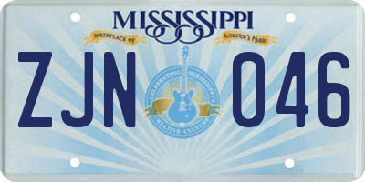 MS license plate ZJN046