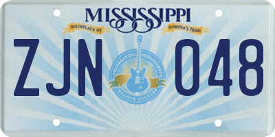MS license plate ZJN048
