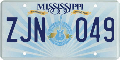 MS license plate ZJN049