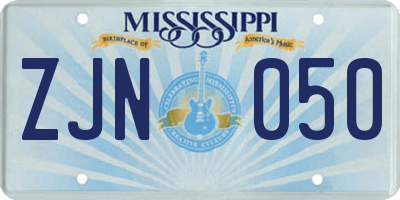 MS license plate ZJN050