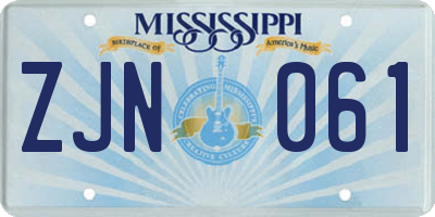 MS license plate ZJN061