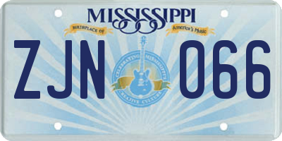 MS license plate ZJN066