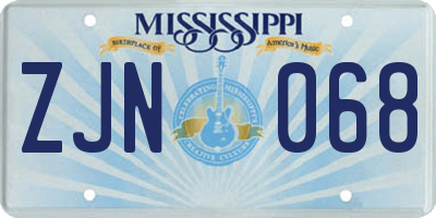MS license plate ZJN068