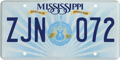 MS license plate ZJN072