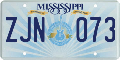 MS license plate ZJN073