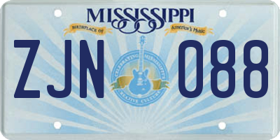 MS license plate ZJN088