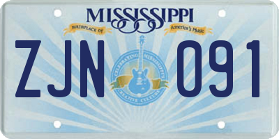 MS license plate ZJN091
