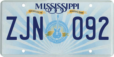MS license plate ZJN092