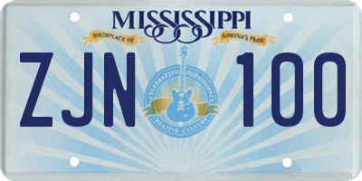 MS license plate ZJN100