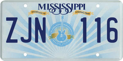 MS license plate ZJN116