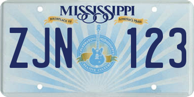 MS license plate ZJN123