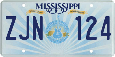 MS license plate ZJN124