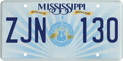MS license plate ZJN130