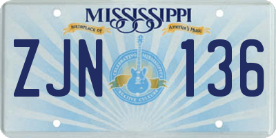 MS license plate ZJN136