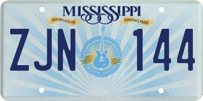 MS license plate ZJN144