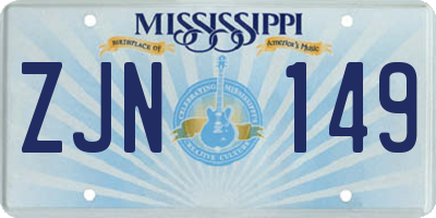 MS license plate ZJN149