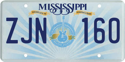 MS license plate ZJN160
