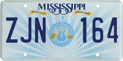 MS license plate ZJN164