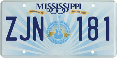 MS license plate ZJN181