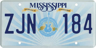 MS license plate ZJN184