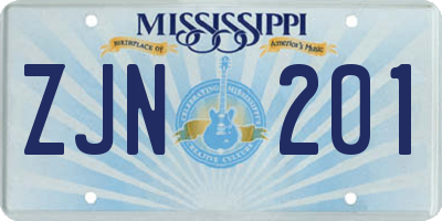 MS license plate ZJN201