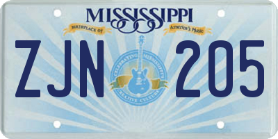 MS license plate ZJN205