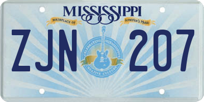 MS license plate ZJN207