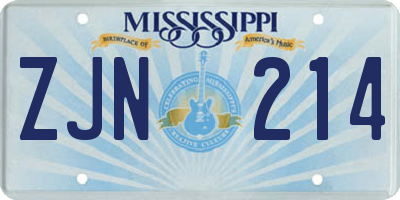 MS license plate ZJN214