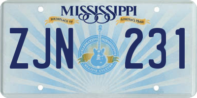 MS license plate ZJN231